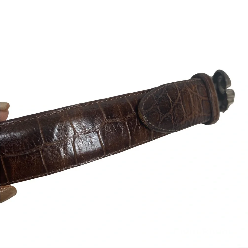 Brighton Brown Belt with Silver Hardwear‎ Small